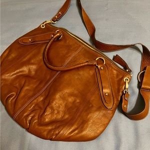 Genuine leather Cats brown crossbody
